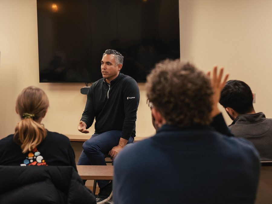 A guest speaker taking questions at a Mizzou CEO meeting